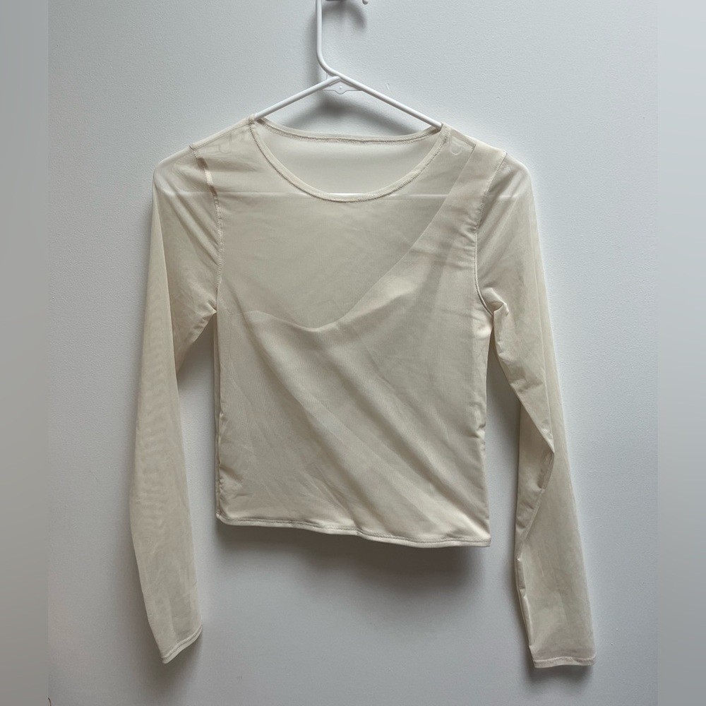 Abercrombie cream mesh long sleeve